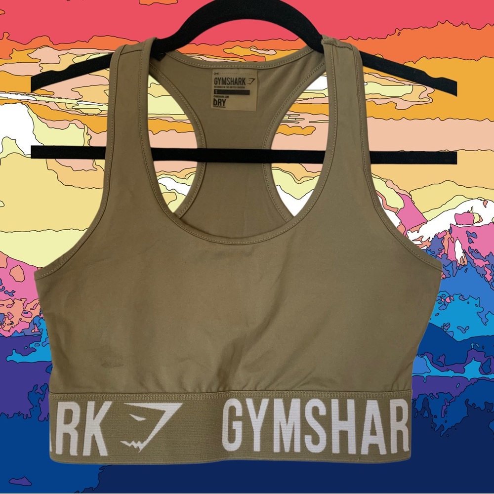 Khaki/White Fit Sports Bra | Gymshark